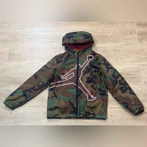 Jordan Kid’s Jumpman Camo Full Zip Hooded Windbreaker Size Medium (10-12) - Picture 1 of 8